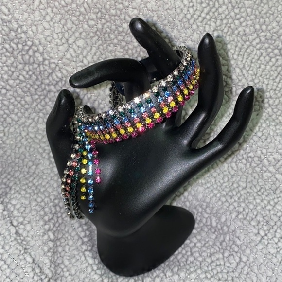 MULTICOLORED rhinestone cuff bracelet - Picture 1 of 4